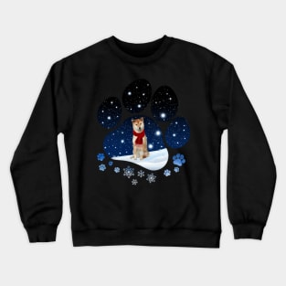 Snow Paw Shiba Inu Christmas Winter Holiday Crewneck Sweatshirt